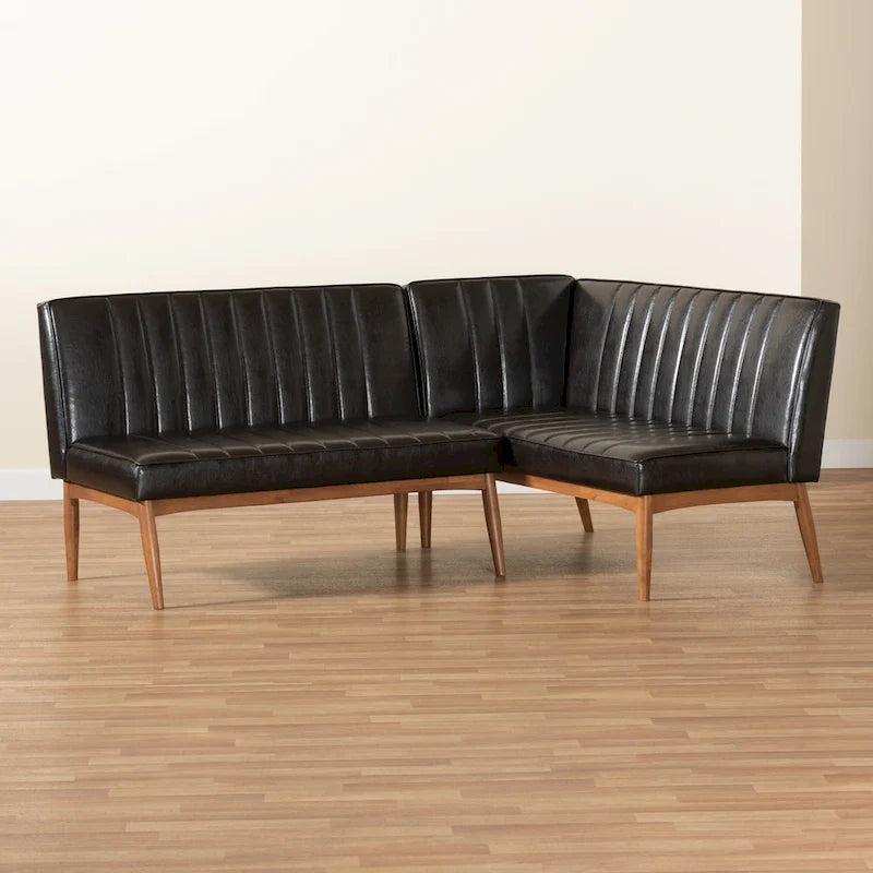 Ensemble banquette de coin repas 2 pièces Daymond, style moderne du milieu du siècle