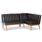 Ensemble banquette de coin repas 2 pièces Daymond, style moderne du milieu du siècle