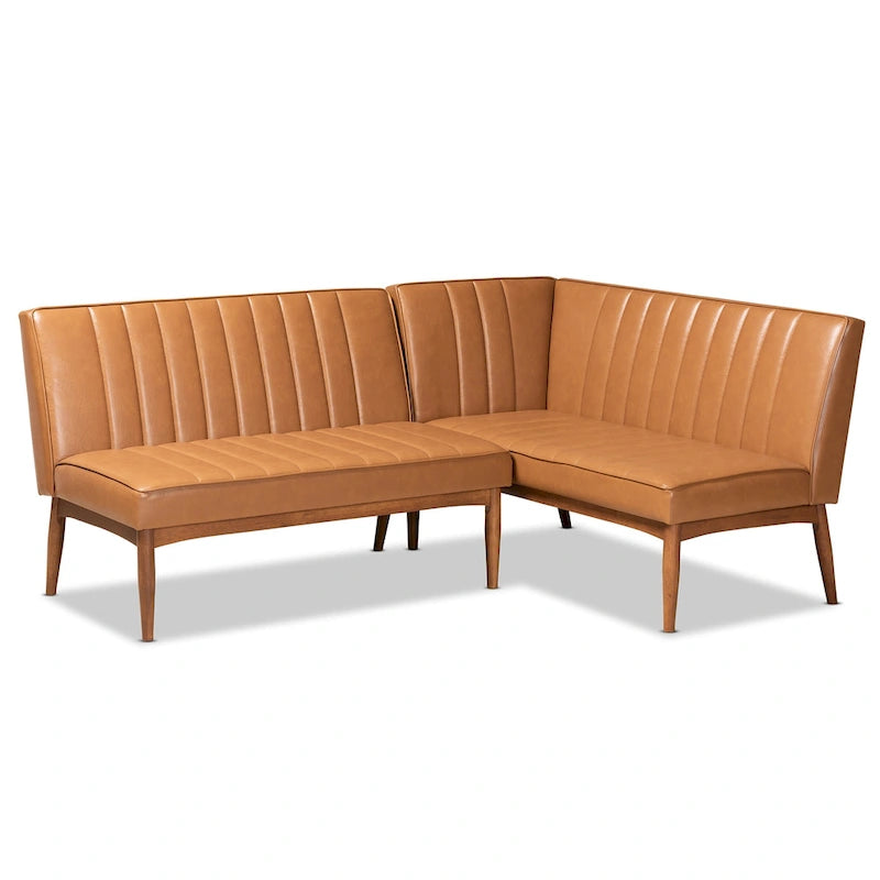 Ensemble banquette de coin repas 2 pièces Daymond, style moderne du milieu du siècle