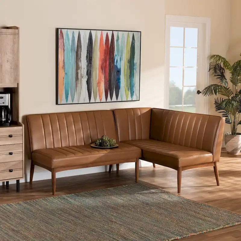 Ensemble banquette de coin repas 2 pièces Daymond, style moderne du milieu du siècle