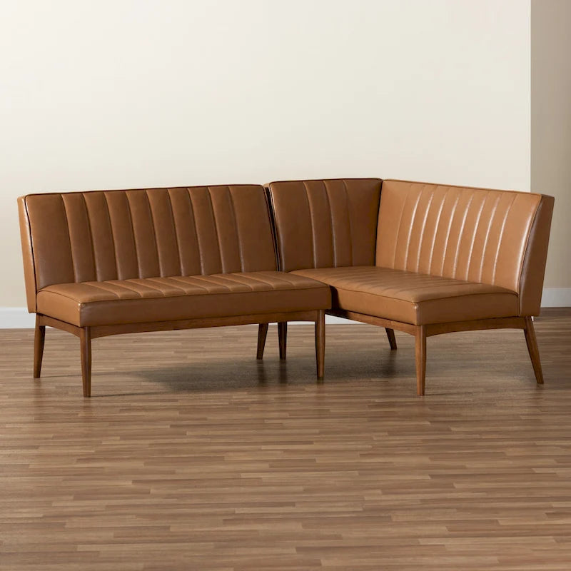 Ensemble banquette de coin repas 2 pièces Daymond, style moderne du milieu du siècle