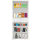 Armoire de cuisine Basicwise 66 avec 4 portes, 3 étagères réglables, 2 armoires avec 1 tiroir, rangement autoportant élégant style ferme
