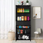 Armoire de cuisine Basicwise 66 avec 4 portes, 3 étagères réglables, 2 armoires avec 1 tiroir, rangement autoportant élégant style ferme