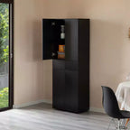 Armoire de cuisine Basicwise 66 avec 4 portes, 3 étagères réglables, 2 armoires avec 1 tiroir, rangement autoportant élégant style ferme