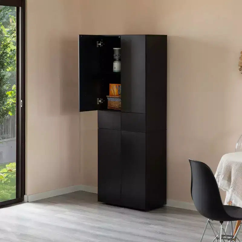 Armoire de cuisine Basicwise 66 avec 4 portes, 3 étagères réglables, 2 armoires avec 1 tiroir, rangement autoportant élégant style ferme
