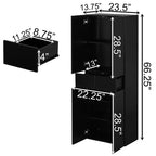 Armoire de cuisine Basicwise 66 avec 4 portes, 3 étagères réglables, 2 armoires avec 1 tiroir, rangement autoportant élégant style ferme