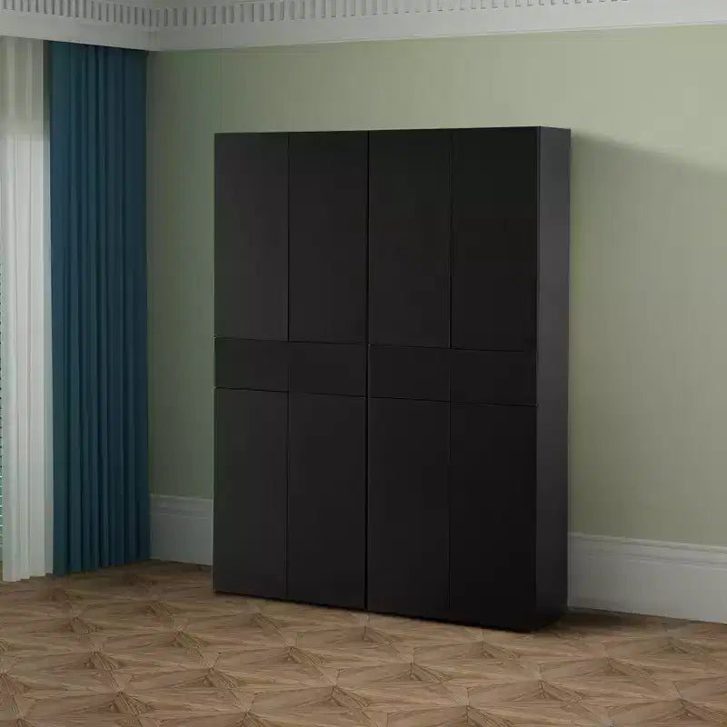 Armoire de cuisine Basicwise 66 avec 4 portes, 3 étagères réglables, 2 armoires avec 1 tiroir, rangement autoportant élégant style ferme