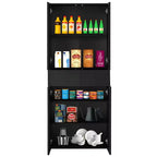 Armoire de cuisine Basicwise 66 avec 4 portes, 3 étagères réglables, 2 armoires avec 1 tiroir, rangement autoportant élégant style ferme