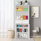 Armoire de cuisine Basicwise 66 avec 4 portes, 3 étagères réglables, 2 armoires avec 1 tiroir, rangement autoportant élégant style ferme