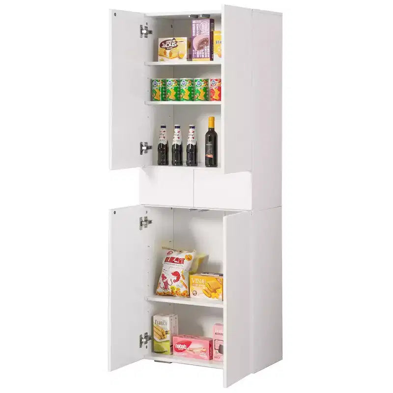 Armoire de cuisine Basicwise 66 avec 4 portes, 3 étagères réglables, 2 armoires avec 1 tiroir, rangement autoportant élégant style ferme