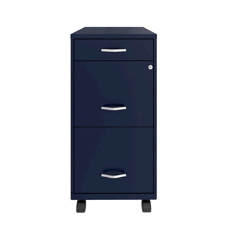 Space Solutions Classeur mobile en métal à 3 tiroirs, profondeur 45,7 cm, bleu marine