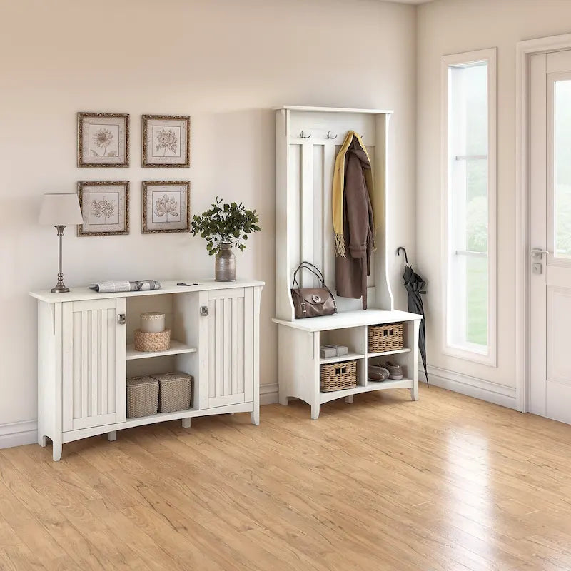 Ensemble de rangement pour entrée Salinas avec porte-manteau, banc à chaussures et armoire