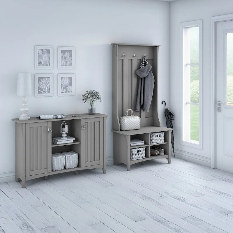 Ensemble de rangement pour entrée Salinas avec porte-manteau, banc à chaussures et armoire