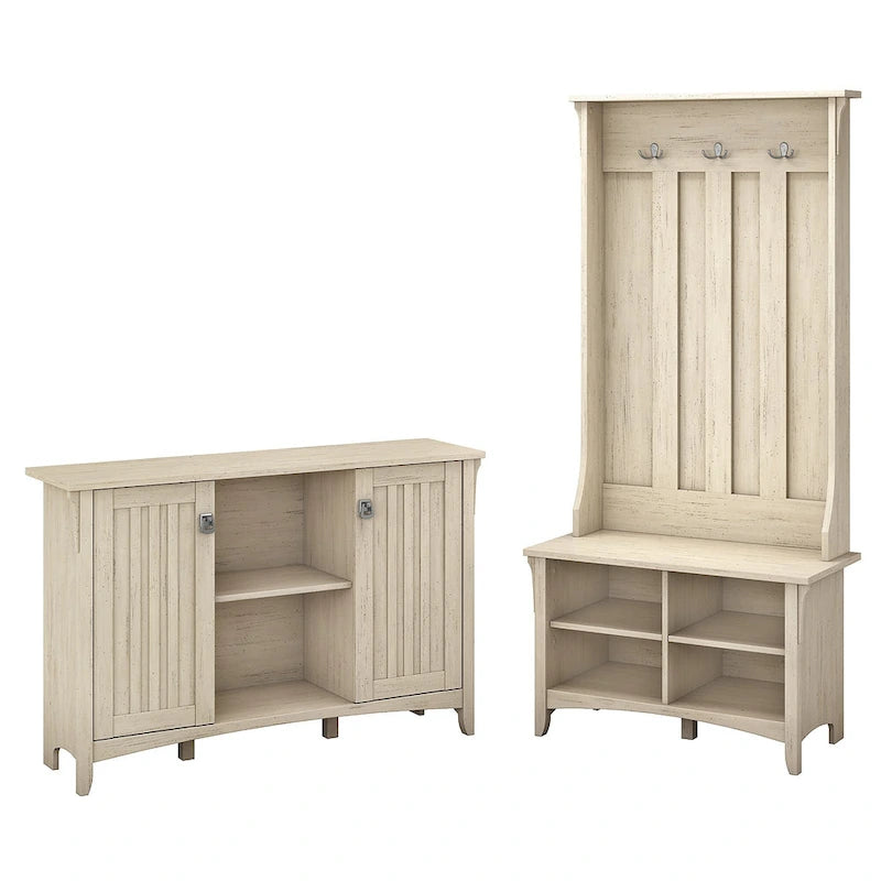 Ensemble de rangement pour entrée Salinas avec porte-manteau, banc à chaussures et armoire