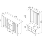 Ensemble de rangement pour entrée Salinas avec porte-manteau, banc à chaussures et armoire