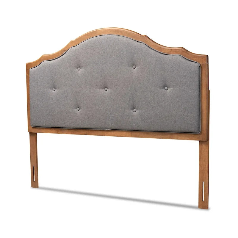 Tête de lit cintrée Gala Vintage Classic en tissu et bois, gris