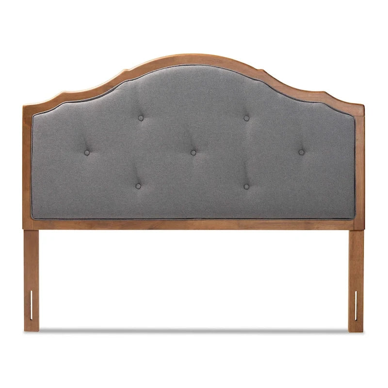 Tête de lit cintrée Gala Vintage Classic en tissu et bois, gris