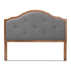 Tête de lit cintrée Gala Vintage Classic en tissu et bois, gris
