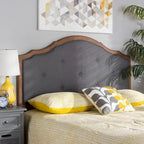 Tête de lit cintrée Gala Vintage Classic en tissu et bois, gris