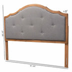 Tête de lit cintrée Gala Vintage Classic en tissu et bois, gris