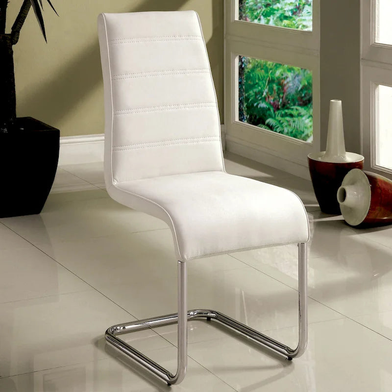 Ensemble de salle à manger 7 pièces Benton avec plateau en verre blanc contemporain par Furniture of America