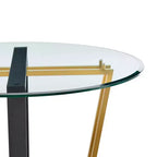Table à manger Armen Living Devi ronde en verre avec piétement en acier inoxydable brossé et fer