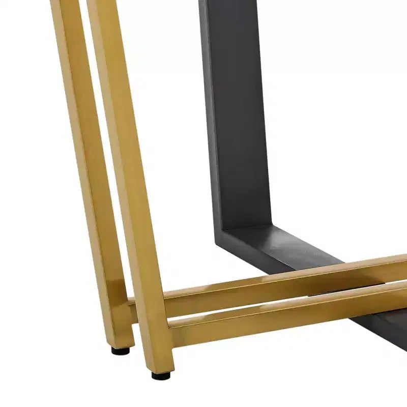 Table à manger Armen Living Devi ronde en verre avec piétement en acier inoxydable brossé et fer