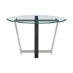 Table à manger Armen Living Devi ronde en verre avec piétement en acier inoxydable brossé et fer