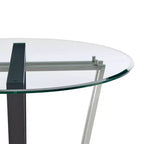 Table à manger Armen Living Devi ronde en verre avec piétement en acier inoxydable brossé et fer