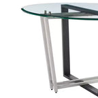 Table à manger Armen Living Devi ronde en verre avec piétement en acier inoxydable brossé et fer