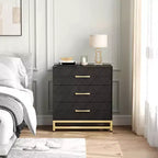 Commode à 3 tiroirs, tiroirs de rangement en bois avec espace de rangement pour placard, chambre à coucher, commode à tiroirs moderne de chevet avec poignées dorées