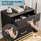 Commode à 3 tiroirs, tiroirs de rangement en bois avec espace de rangement pour placard, chambre à coucher, commode à tiroirs moderne de chevet avec poignées dorées