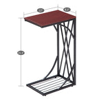 Table d'appoint en C pour canapé, robuste, avec plateau en bois brun pour salon