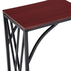 Table d'appoint en C pour canapé, robuste, avec plateau en bois brun pour salon