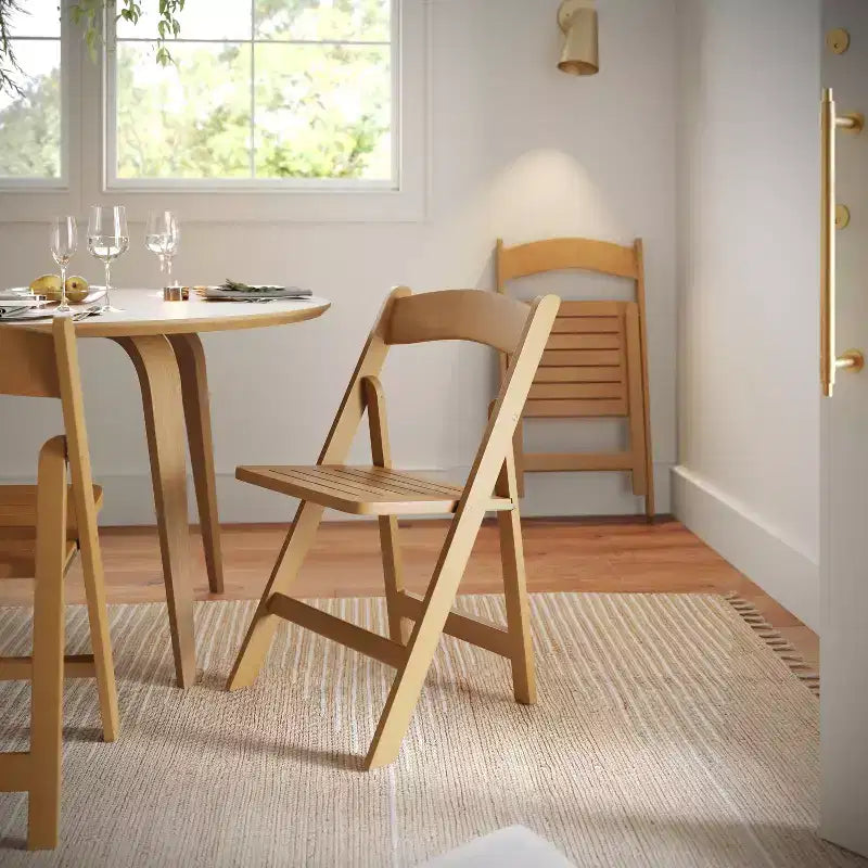 Flash Furniture Holden Commercial Grade Solid Wood Folding Dining Chair - Set of 2