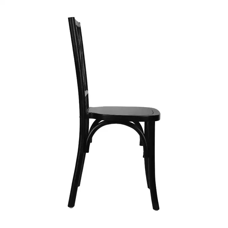 Chaise de salle à manger empilable Flash Furniture Brooklyn en bois massif de qualité commerciale avec dossier finement détaillé