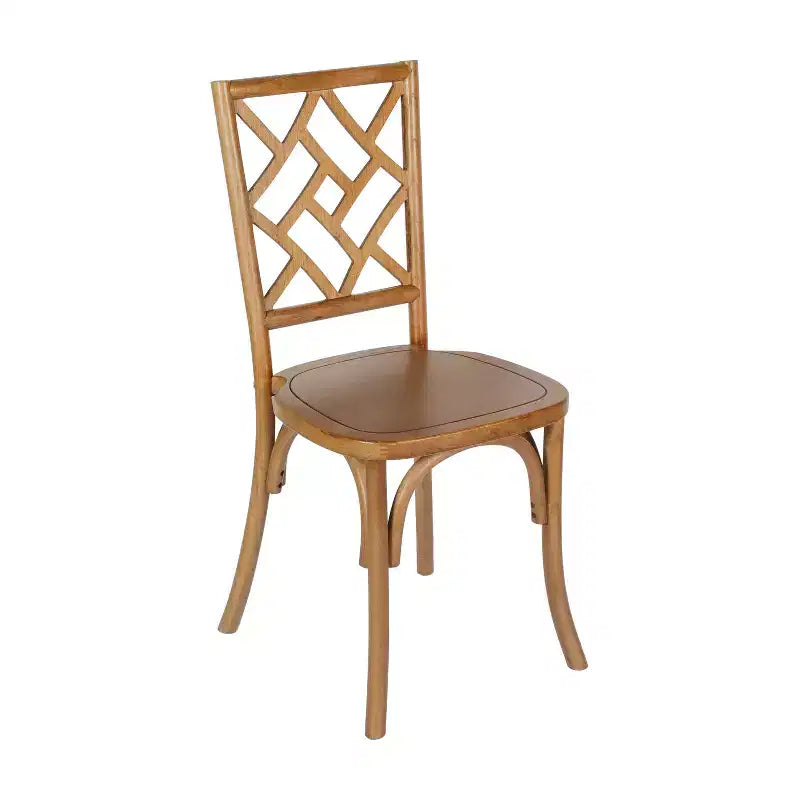 Chaise de salle à manger empilable Flash Furniture Brooklyn en bois massif de qualité commerciale avec dossier finement détaillé