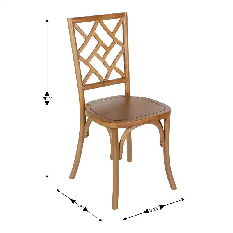 Chaise de salle à manger empilable Flash Furniture Brooklyn en bois massif de qualité commerciale avec dossier finement détaillé