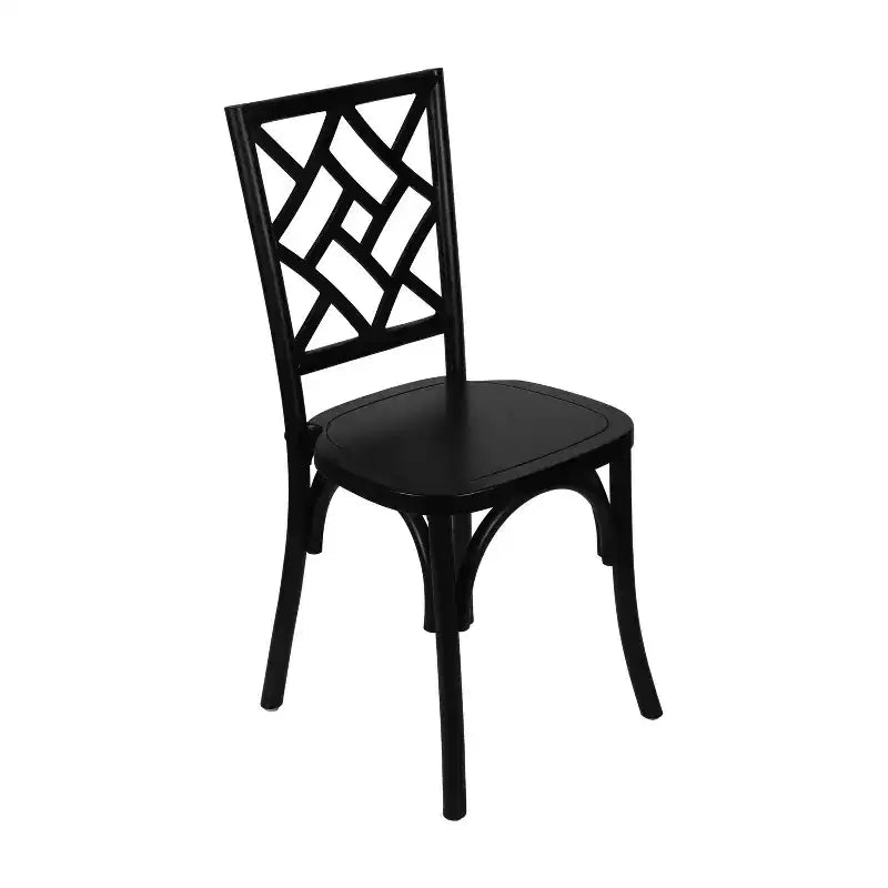 Chaise de salle à manger empilable Flash Furniture Brooklyn en bois massif de qualité commerciale avec dossier finement détaillé