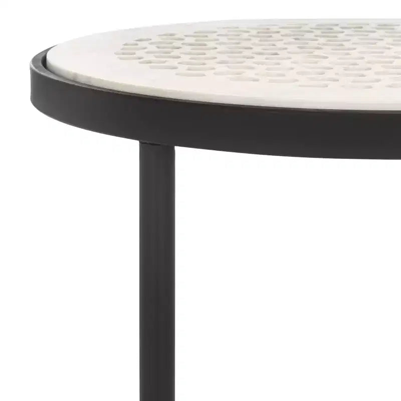 Table d'appoint Cnc en marbre Elly - ACC3712A - Marbre blanc/Noir - Safavieh