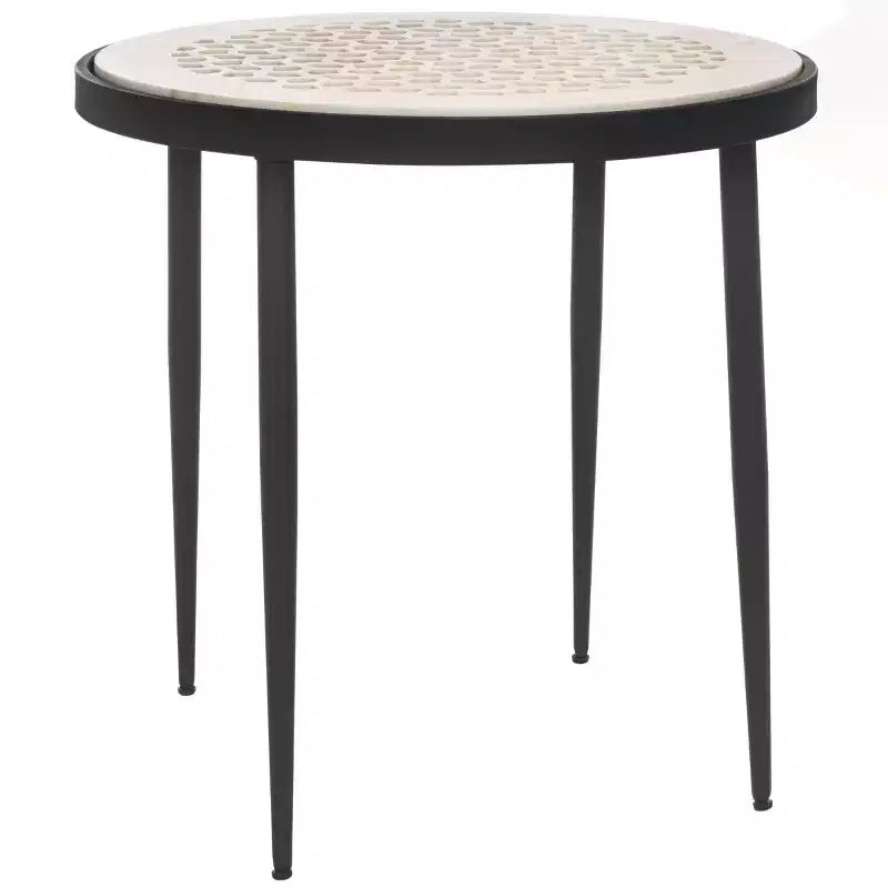 Table d'appoint Cnc en marbre Elly - ACC3712A - Marbre blanc/Noir - Safavieh