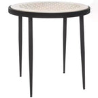 Table d'appoint Cnc en marbre Elly - ACC3712A - Marbre blanc/Noir - Safavieh