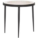 Table d'appoint Cnc en marbre Elly - ACC3712A - Marbre blanc/Noir - Safavieh