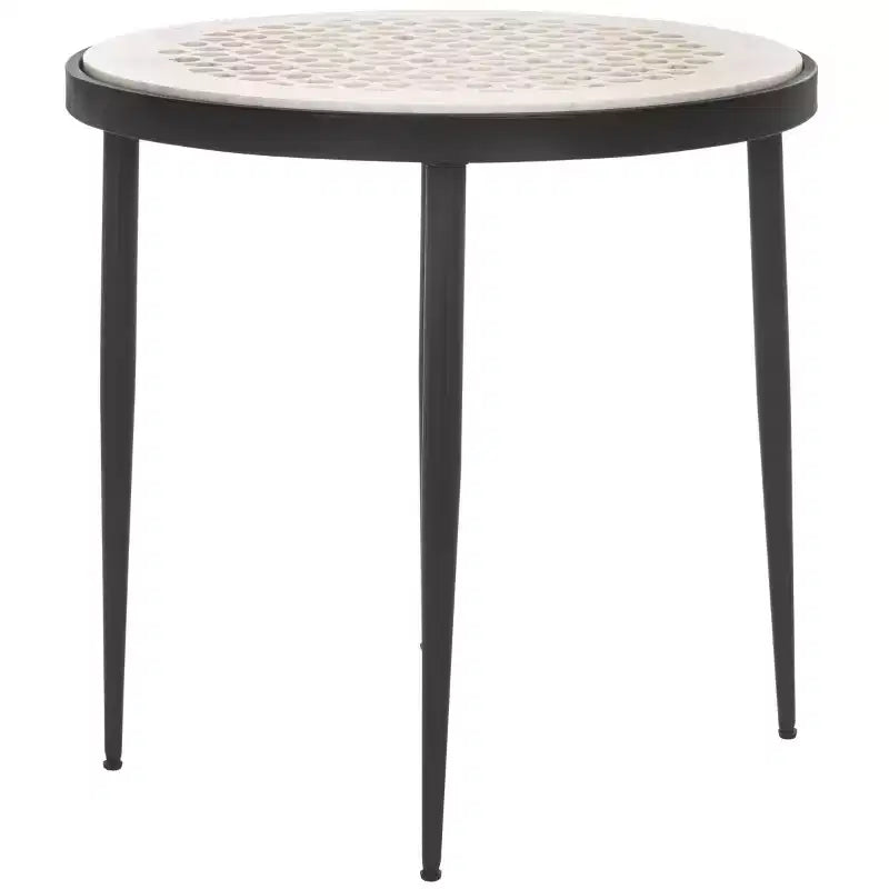 Table d'appoint Cnc en marbre Elly - ACC3712A - Marbre blanc/Noir - Safavieh