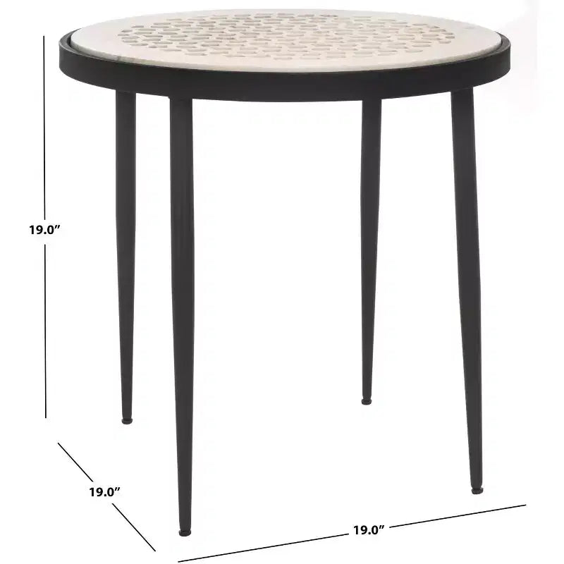 Table d'appoint Cnc en marbre Elly - ACC3712A - Marbre blanc/Noir - Safavieh