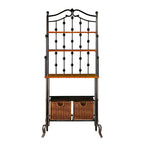 Étagère de boulanger SEI Furniture Docherty noire avec paniers en rotin