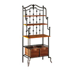Étagère de boulanger SEI Furniture Docherty noire avec paniers en rotin