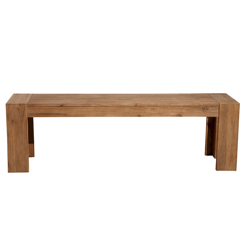 Banc en bois d'acacia massif avec pieds en équerre, marron