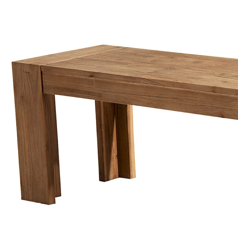 Banc en bois d'acacia massif avec pieds en équerre, marron