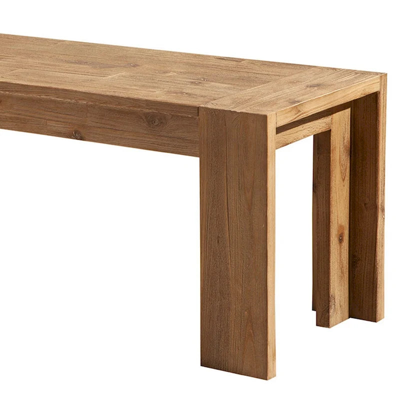 Banc en bois d'acacia massif avec pieds en équerre, marron